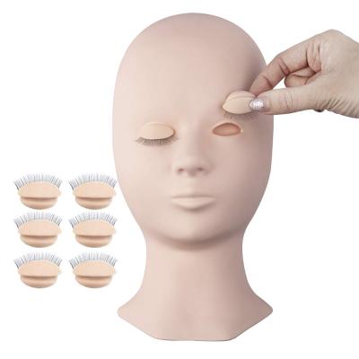 China Window mannequin head disply replaced eyelids silicone training mannequin head with 4 pairs removable eyelids, Lash Extension Supplies, makeup so for sale