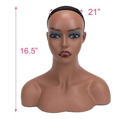 China Window Display Mannequin PVC Mannequin Head Realistic Mannequin Head Bust Wig Stand For Wigs Show Make Styling PMH-DE for sale