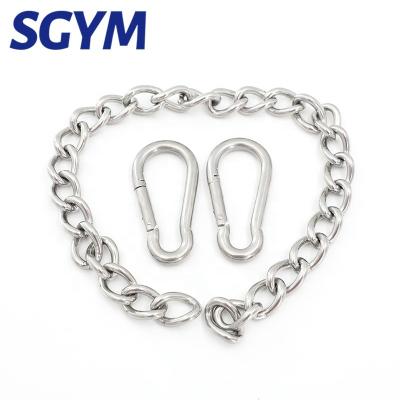 China Ceiling Mount Swing Chair Chain Stainless Steel Hardware Hanger Twine With Carabiner For Porch Swing Hammock 64.5cm 50cm for sale