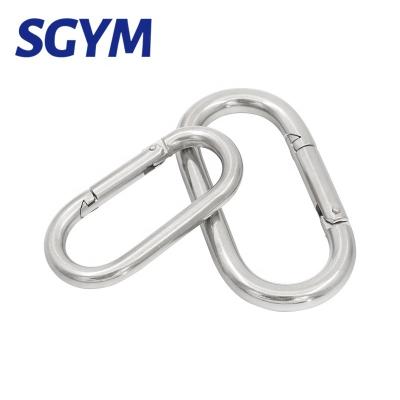 China Heavy Industry 316 Stainless Steel Oval Shape Carabiner Heavy Duty Quick Connector Quick Link Straight Snap Hook 10*100mm for sale