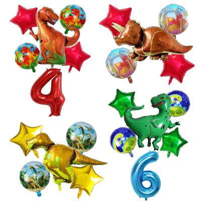 China Gift Toy 6 Pcs 4D Dinosaur Shape Walking Foil Balloons Large, Animal Balloons For Kids, Birthday Party Decoration for sale