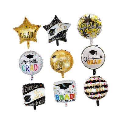 China 18 Inch Good Luck Graduation Congratulations Party Decoration Foil Round Star Place Balloons Ceremony Dress Up Hat Helium Graduation Globos Party Supplies for sale