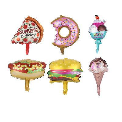 China Party Decoration Mini Food Ice Cream Cone Pizza Donut Burger Hot Dog Balloons Foil Foil Globos For Party Decoration for sale