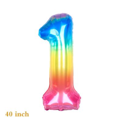 China 40 Inch Jelly Color Digital Aluminum Film Balloon 0-9 Number Globos Birthday Party Decorations Gift Toy for sale