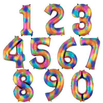 China Party decoration 40 inch rainbow color giant large number foil balloon for birthday party decoration for sale