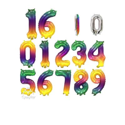 China Party Decoration 16 Inch Inflatable Number Foil Number Balloon Candy Birthday Shaped Balloons for sale