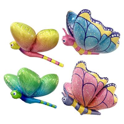 China Wholesale Gift Toy New 3D Butterfly Dragonfly Foil Balloon Insect Shaped Kids Birthday Party Decoration Toy Balloons for sale