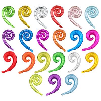 China Party Decoration Spiral Circle Curve Screw Shaped Foil Balloons Wave Bun Bending Wavy Foil Globos For Wedding Party Decoration for sale