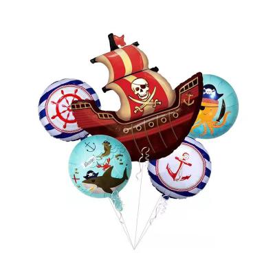 China Gift Toy New Pirate Ship Skull Gold Cartoon Movie Helium Foil Balloon Set Halloween Decoration Globos for sale