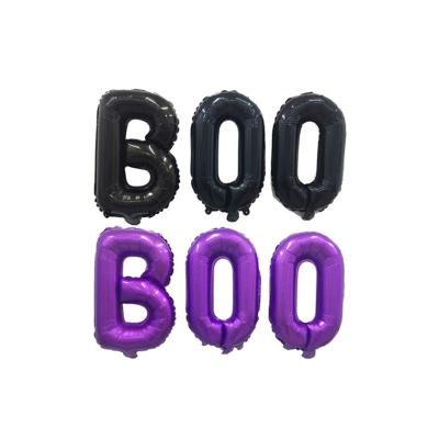 China Party Decoration 3Pcs Set Purple Black 16inch Halloween Foil Balloons Halloween Party BOO Letter Aluminum For Halloween Decoration for sale