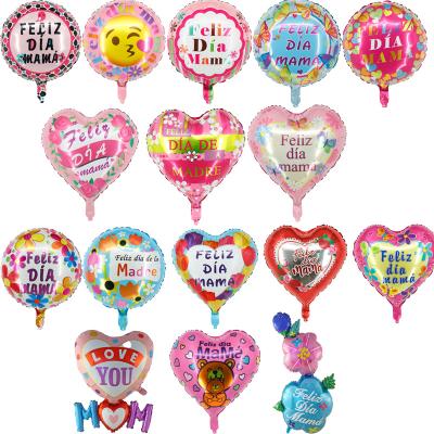 China Spanish Happy Mother's Day 18 Thumb Gift Toy New Feliz Dia Mama Red Heart Foil Balloons Dia De La Madre Globos For Party Decoration for sale