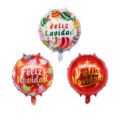 China 18 inch Feliz Navidad Foil Balloons Merry Christmas Party Decoration Spanish Globos Christmas Decoration for sale