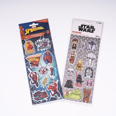 China High quality custom die cut cartoon sticker paper sheet embossed stickers with backcard for sale