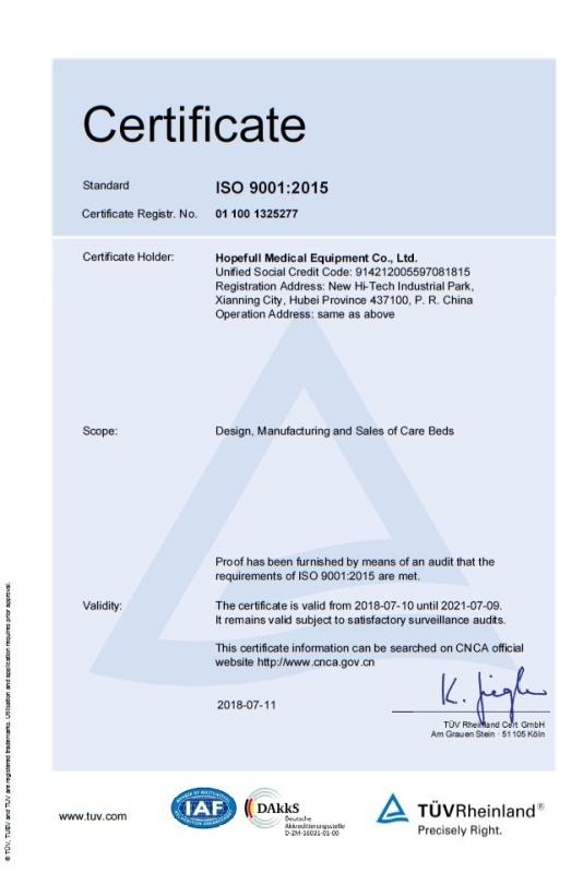 ISO9001 - Hopefull Medical Equipment Co., Ltd.