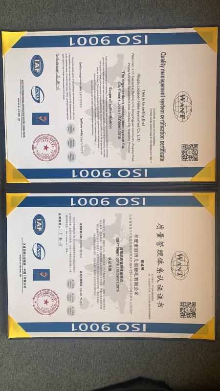 ISO9001 - Pingdu Liqiao'er False Eyelashes Co., Ltd.