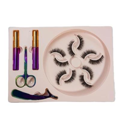 China Private label long natural chemical fiber eyelash magnet set for hot magnet eyelash set combination set eyelashes for sale