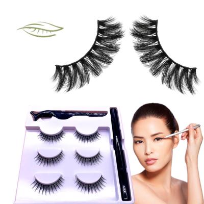 China Long Natural Hot Selling No Soft Natural 3D Magnet Magic Eyelash With Magic Eyeliner for sale