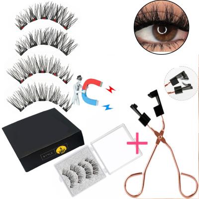 China Newest Wholesale Crisscross False Mink Magnetic Set False Eyelash Box Set Packaging Silk Lashes Magnetic Eyelashes for sale