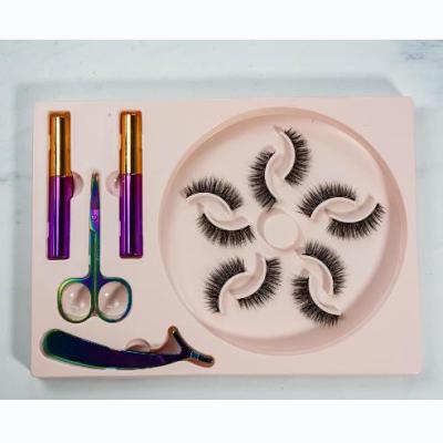 China 3D Private Label Vegan Natural Long Eyelash Set With Beauty Tool Magnet Eyelash for sale