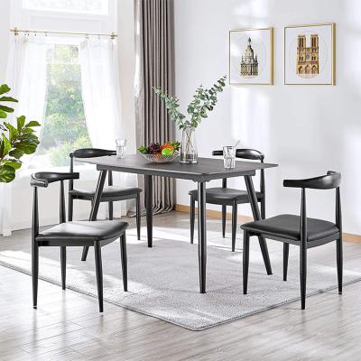 China Modern Modern Armless Kitchen Chair With Backrest Metal Legs Fabric Seat Black Leather Dining Chair for sale