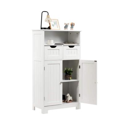 China Wooden Storage Cabinet (Height) Adjustable White Sideboards with Open Drawer Shelf, 2 Doors and 2 Drawers, Cabinet for Living Room Bathroom Ho for sale