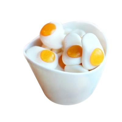 China Customized wholesale white and yellow mini brand omelet picture natural soft gummy candies for sale