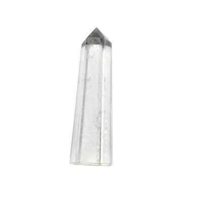 China Feng Shui Wholesale High Quality Natural Transparent White Polishing Crystal Point Mounted Quartz Point Crystal Magic Wand For Decoration for sale