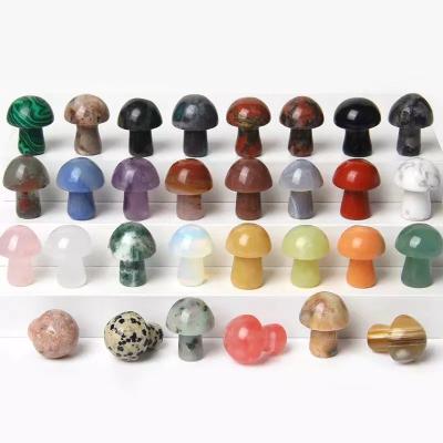 China New 2cm People Art Healing Decoration Small Quartz Mushroom Stone Natural Mini Jade Carving Crystal Crafts Carve For Gifts Home Decoration for sale