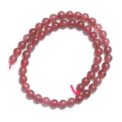 China Hot Selling Strawberry Quartz Gemstone Beads Crystal Loose Pink 6mm 8mm 10mm Stone Strawberry Quartz Bead For Bracelet Necklace for sale