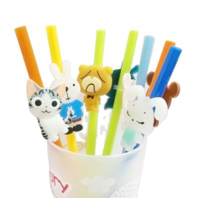 China New Coastal Reusable Figurine Straw Set Creative Design Emotion Icon Figurine With Drinking Straw, Fit For Kids And Parties for sale