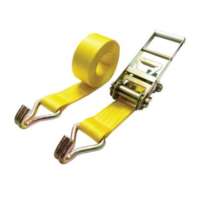 China Industry 100mm width orange color polyester tie down strap cargo lashing rachet packing strap for sale