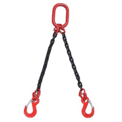 China G80 Manganese Steel Lifting Tool 1M Lifting Chain Two Hooks 4.7 Ton Flange Rigging for sale