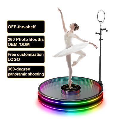 China Metal Case+Adjustable Rotating 360 Photo Booth Video Romans Dropshipping New Tempered Glass Panel 360 Degree Photo Booth Photo Booth For Wedding Party for sale