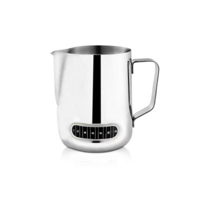 China Modern Stainless Steel Pitcher With Temperature Stickers Latte Pot Spout Coffee Milk Foam Cup Steamer Milk Coffee Utensils for sale