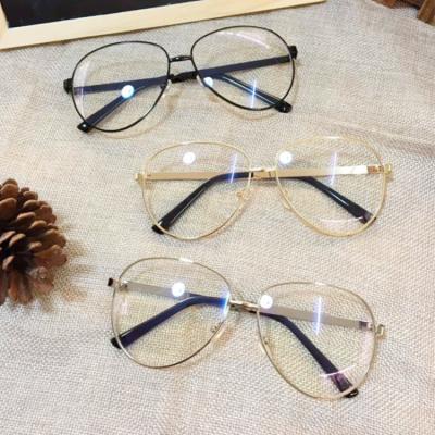 China Anti Glass Computer Classic Retro Large Frame Blue Lightweight Metal Monocle Unisex Blue Light Blocking Optical Frames for sale