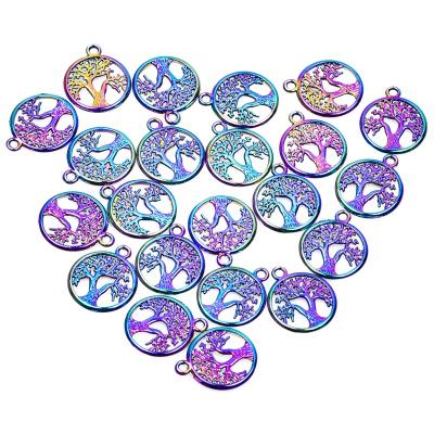 China Fashion Tourism Colorful Memory Tree Of Life Necklace Alloy Pendant Accessories for sale