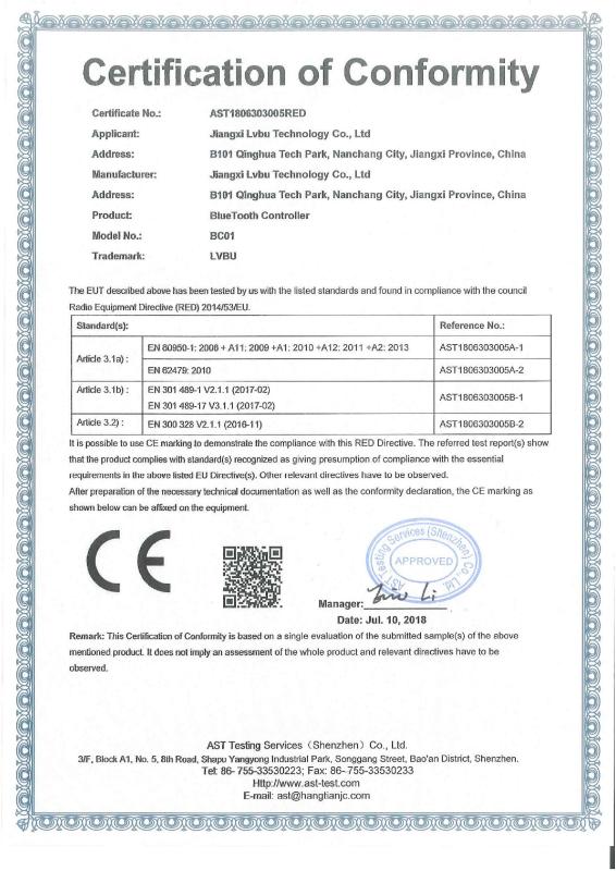 CE - Jiangxi Lvbu Technology Co., Ltd.