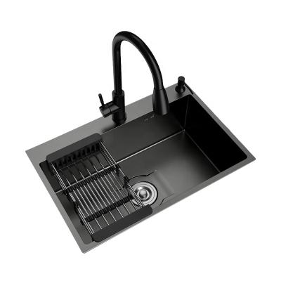 China Without Faucet Sink Stainless Steel Kitchen Sink Handmade Black Sinks for sale