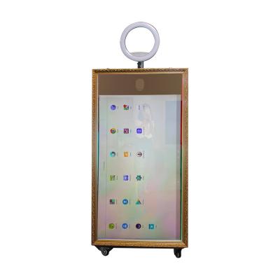 China Metal Case + Tempered Glass Panel Mirror Photo Booth -5 Kiosk With Printer And Camera Wedding Party Mirror Photo Booth Tops Hot Sales Retro Mirror Photo Booth for sale