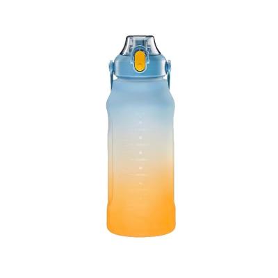 China Tritan Bpa Free Sport 2000ml Gym Sustainable Plastic Frosted Motivational Water Bottle With Straw for sale