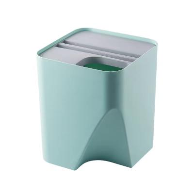 China 10L 15L Sustainable Kitchen Plastic Trash Bin With Lid Stackable Trash Cans for sale