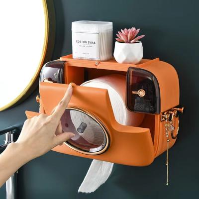 China Sustainable Bathroom Supplies Wall Mounted Tissue Box Camera Style Multifunction Magnetic Plastic Tissue Box for sale