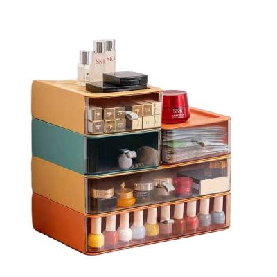 China Sustainable Plastic Desktop Storage Box With Transparent Drawer Storage Container For Home Office for sale