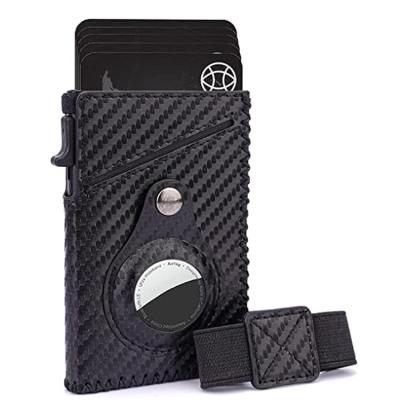 China Minimalist Carbon Fiber Men's Slim AirTag+antimagnetic Protective Wallet AirTag Wallet With Money Clip RFID Blocking Credit Card Holder for sale