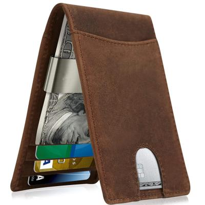 China RFID Protection Men's Slim Front Pocket Wallets RFID Blocking Wallets With Money Clip Card Holder Wallet for sale