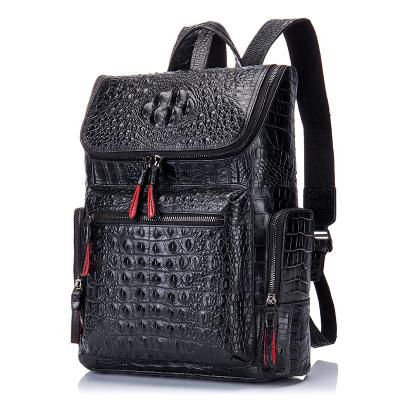 China Portable Luxury Real Crocodile Leather Backpack Travel Business Men Backpack Laptop 13 for sale