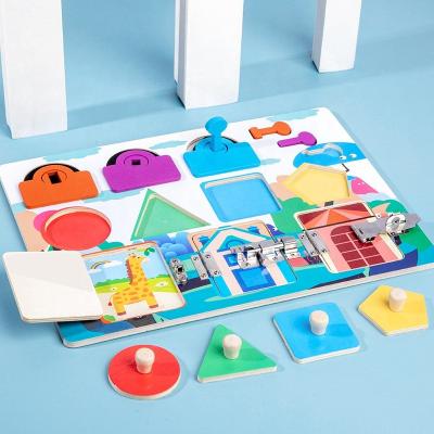 China Toy Manufacturer Wooden Shape Felt Busy Board Montessori Dress Sensory Learning Educational Skill Opening Teaching Aid Toy For Children for sale