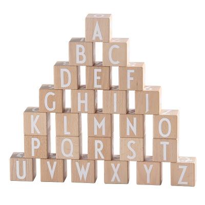 China Building Block Toy Set Stacking Blocks Set Montessori ABC Wooden Alphabet Building Toy Custom 26PCS Learning Educational Toy For Kids 2 3 4 for sale