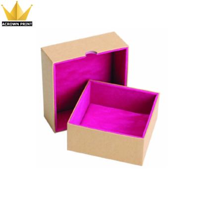 China Recyclable Make Recycled Kraft Paper Brown Paper Ring Jewelry Box With Foam Insert And Tape for sale