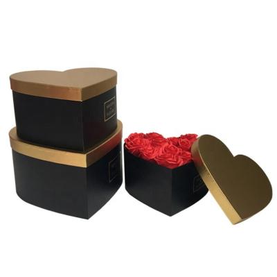 China Hot Sale Recyclable Heart Florist Gift Flower 3pcs Set Hat Box Mom Portable Flower Boxes Set for sale